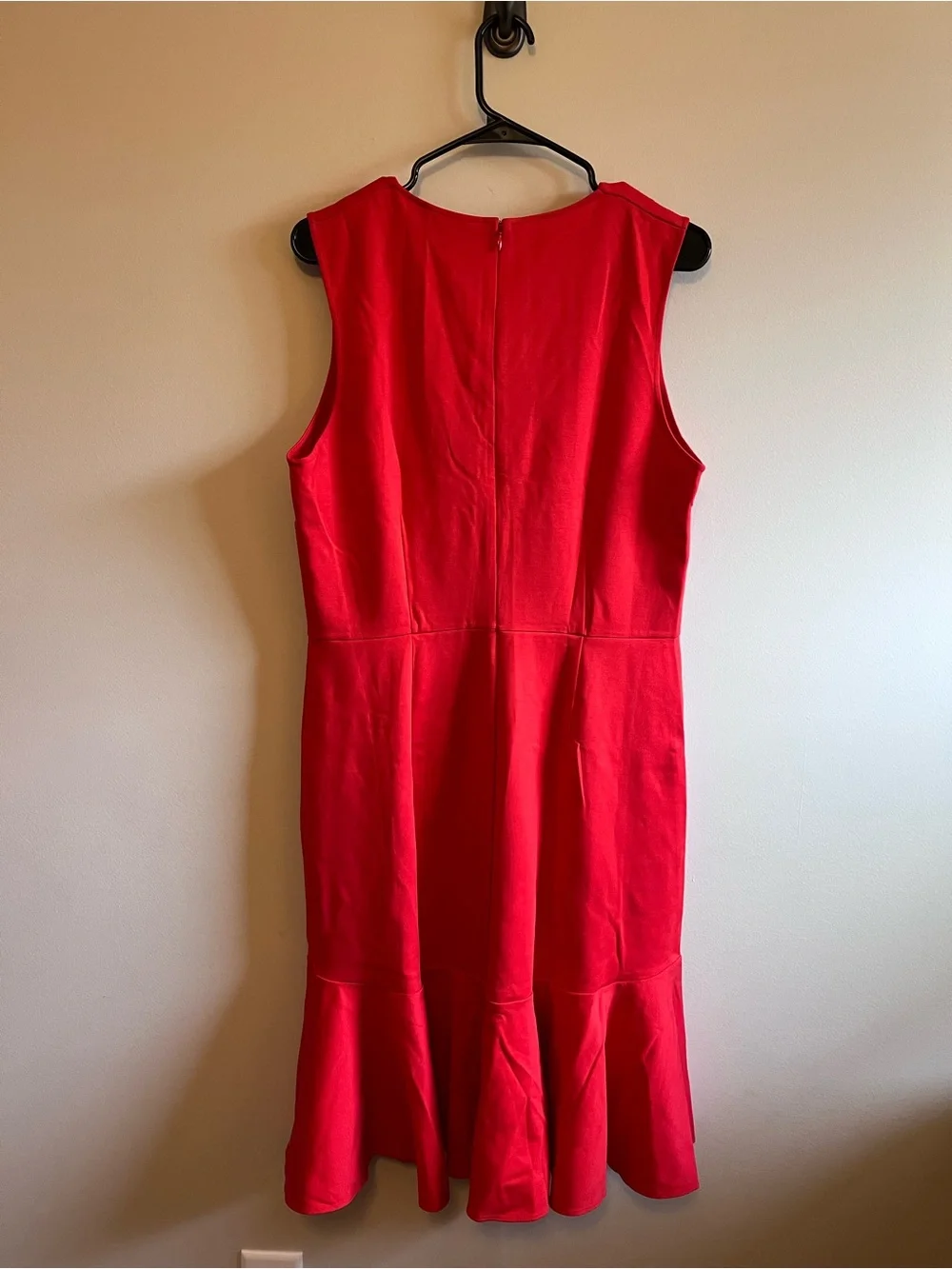 J. Crew Sleeveless Red V-Neck Flounce Hem Dress